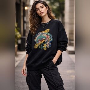 fully embroidered dragon sweatshirt  collectible india artisan design L
